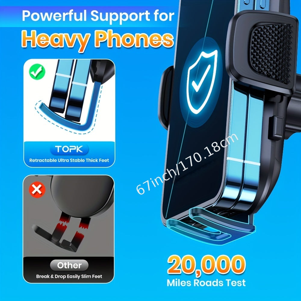Suport auto pentru telefon TOPK D38-C, suport reglabil orizontal și vertical pentru telefonul mobil, pentru bordul mașinii, compatibil cu toate telefoanele