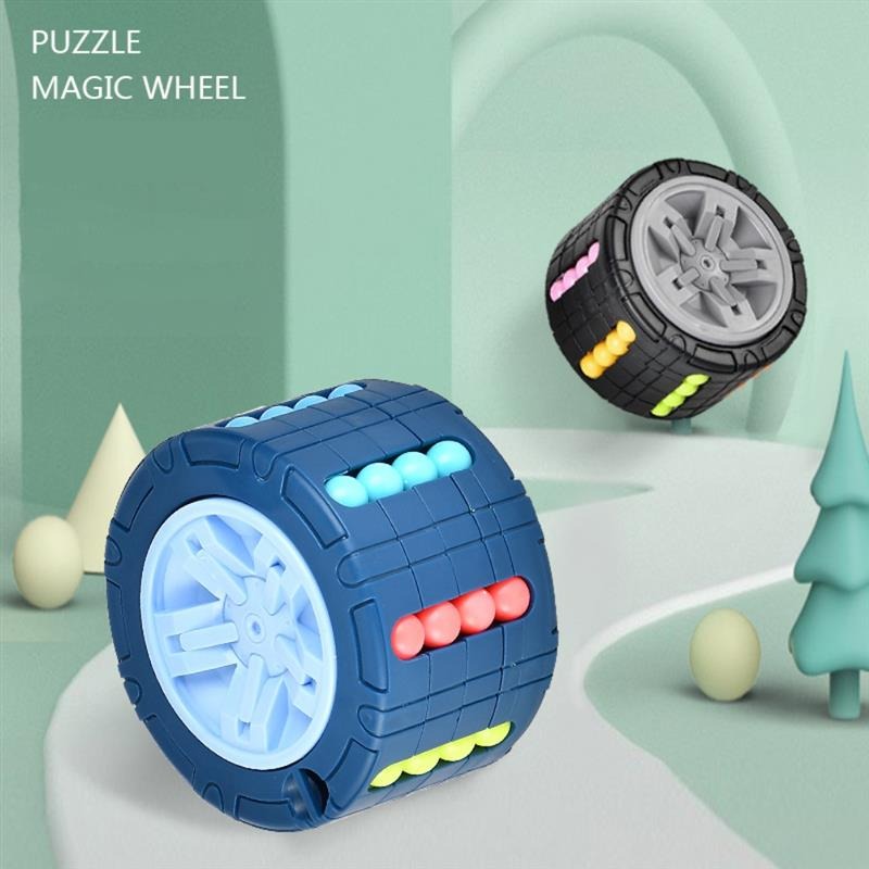 3D Cylinder Cube Toy Magical Bean Gyro Rotate Slide Puzzle Games Relieve Stress For Children Educational Infant Toys (red, Blue, Black), Halloween, Christmas gift, Thanksgiving Day gift