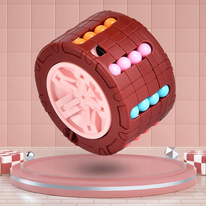3D Cylinder Cube Toy Magical Bean Gyro Rotate Slide Puzzle Games Relieve Stress For Children Educational Infant Toys (red, Blue, Black), Halloween, Christmas gift, Thanksgiving Day gift
