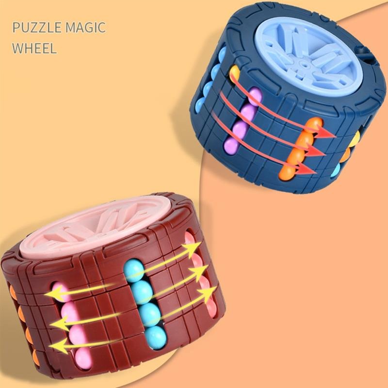 3D Cylinder Cube Toy Magical Bean Gyro Rotate Slide Puzzle Games Relieve Stress For Children Educational Infant Toys (red, Blue, Black), Halloween, Christmas gift, Thanksgiving Day gift