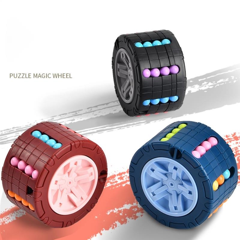3D Cylinder Cube Toy Magical Bean Gyro Rotate Slide Puzzle Games Relieve Stress For Children Educational Infant Toys (red, Blue, Black), Halloween, Christmas gift, Thanksgiving Day gift
