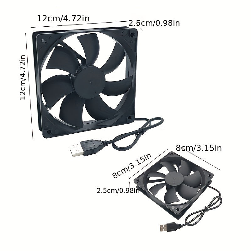 Ventilator de răcire USB pentru carcasă, router, cutie superioară, 12 cm, ventilator de răcire silențios de 8 cm, ventilator de calculator de 5 V