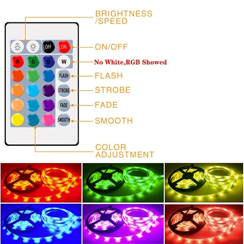 Create A Magical Ambience With 5050 RGB Led Strip Lights - Music Sync Color Changing, Remote Control, Perfect For Home, Garden, Party, And More!