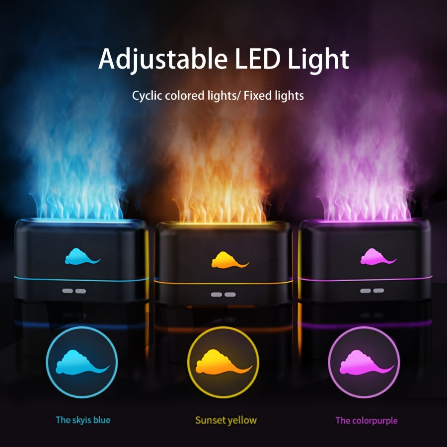 1pc Portable Flame Air Diffuser and Humidifier with Auto-Off Protection - Perfect for Home, Office, and Yoga - Noiseless Aroma Diffuser for Essential Oils (Black/White)