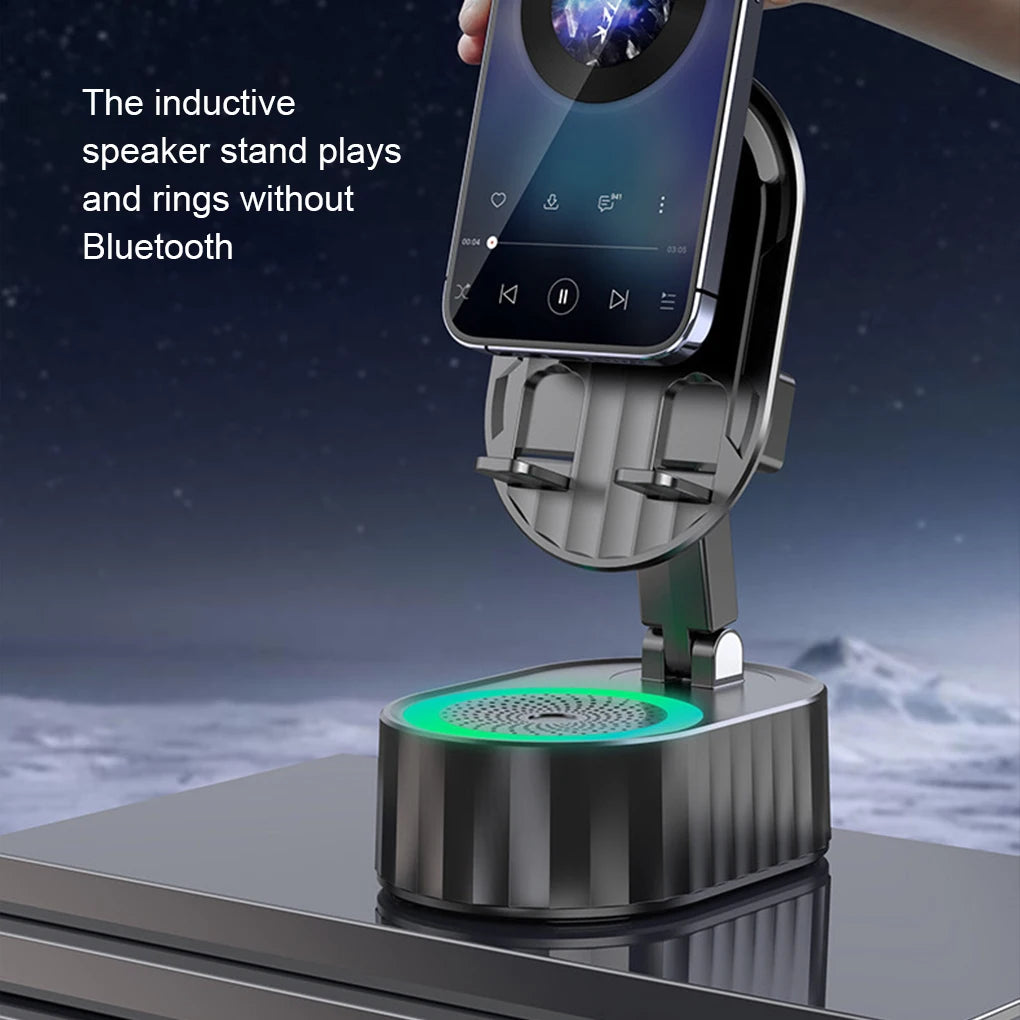 Portable Cell Phone Stand Speaker With Surround Sound Effect Cell Phone Holder Bluetooth Speaker Black