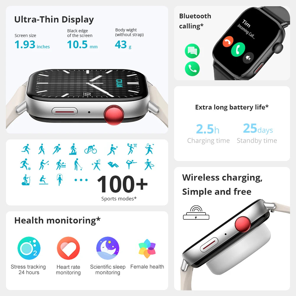 Neue COLMI C8 Max Smartwatch mit Sprachanrufen, 1,93 Zoll großes HD-Farbdisplay, Gesundheits- und Fitness-Tracking-Smartwatch für Männer und Frauen
