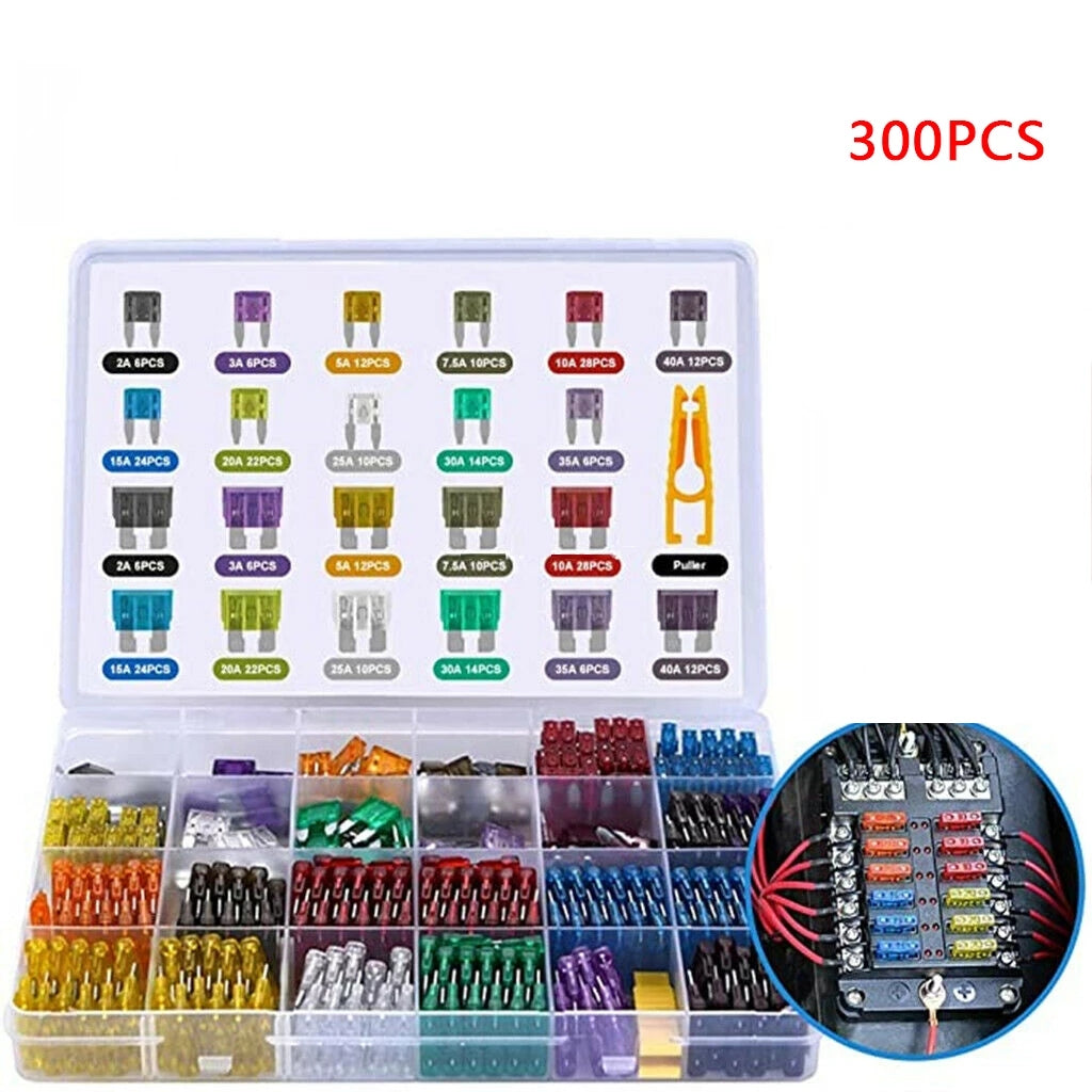 Kit asortiment 300 buc siguranțe auto cu lamă: siguranțe auto 2A-40A pentru camion și motociclete, cu cutie