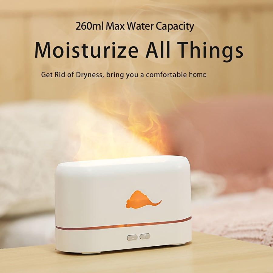 1pc Portable Flame Air Diffuser and Humidifier with Auto-Off Protection - Perfect for Home, Office, and Yoga - Noiseless Aroma Diffuser for Essential Oils (Black/White)