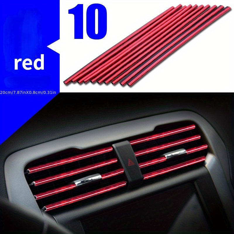10PCS 20cm Car Air Conditioner Air Outlet Decoration U-shaped Decorative Strip Car Shape Door Corner Protector
