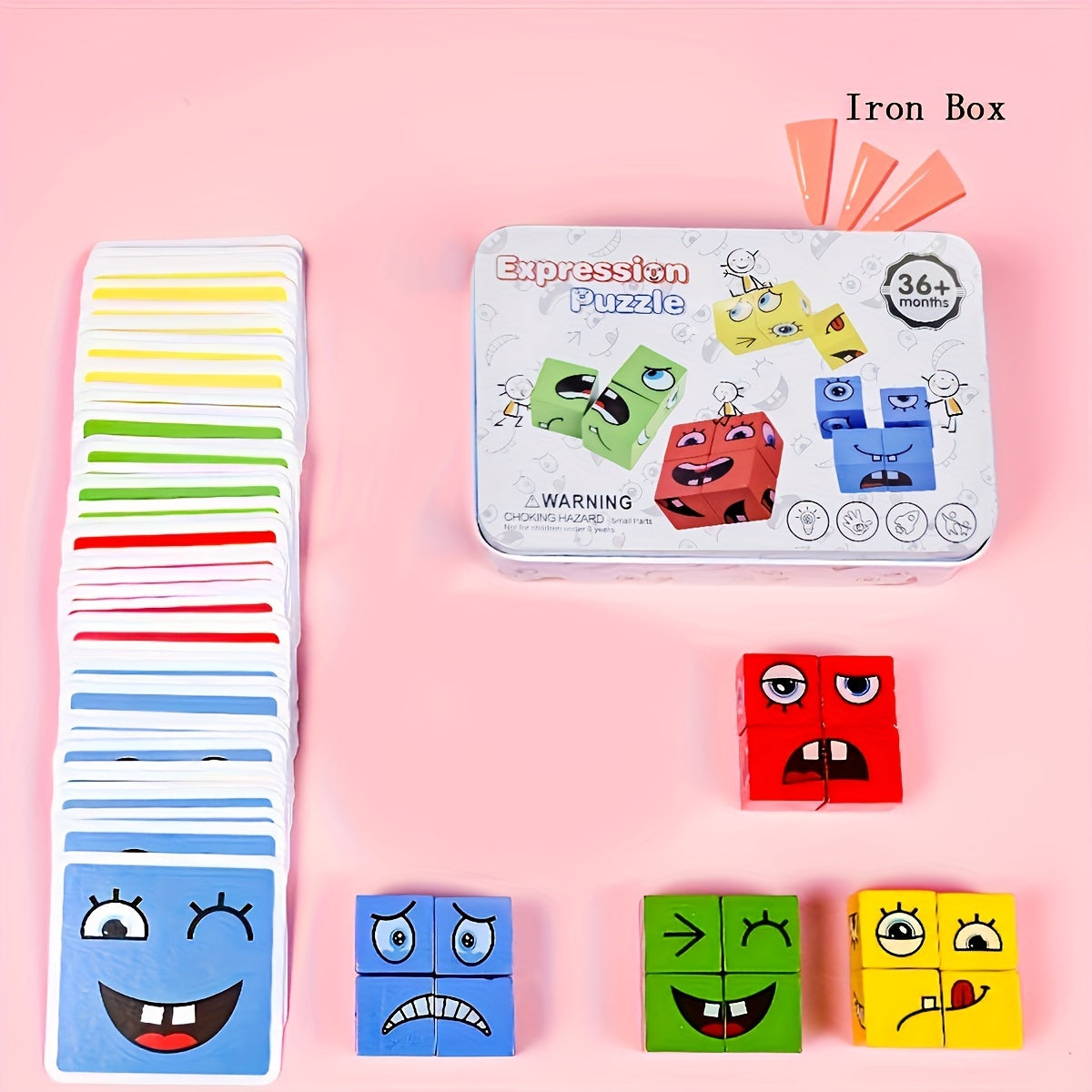 Children's Wooden Four Person Battle, Face Changing Facial Expressions, Magic Cube Building Blocks, Wooden Interactive Games, Parties, Early Childhood Education, Puzzle Toys halloween christmas gift