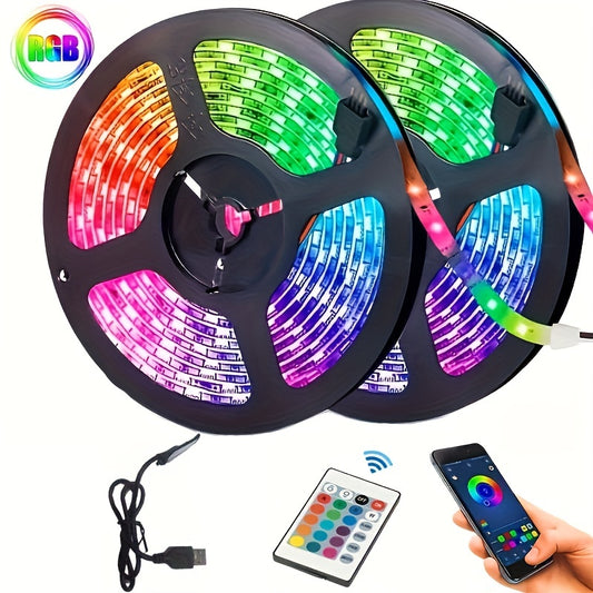 Create A Magical Ambience With 5050 RGB Led Strip Lights - Music Sync Color Changing, Remote Control, Perfect For Home, Garden, Party, And More!
