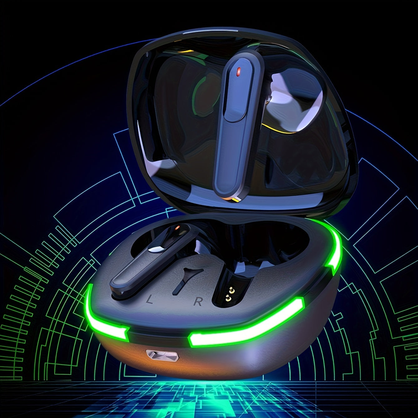 Căști wireless cu oglindă noi 2024, microfon stereoscopic de înaltă fidelitate, design oglindă cu afișaj digital LED, cea mai bună alegere pentru sport, jocuri, viața de zi cu zi