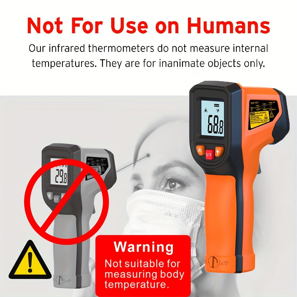 Infrarot-Thermometerpistole, Hand-Wärmetemperaturpistole für Kochtester, Pizzaofen, Grill und Motor – Laser-Oberflächentemperaturanzeige – 58 °F bis 1112 °F – NICHT für Menschen