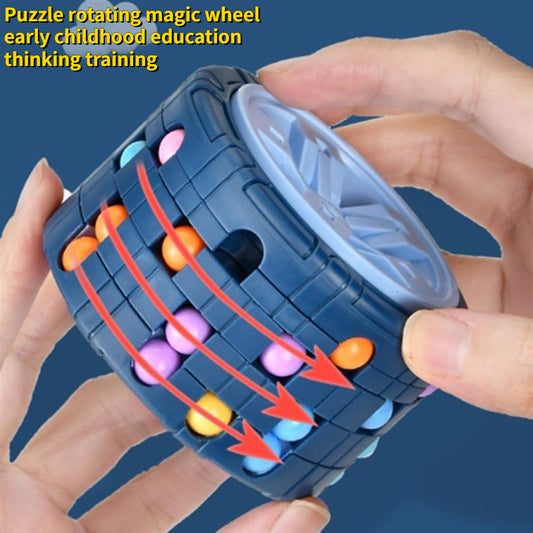 3D Cylinder Cube Toy Magical Bean Gyro Rotate Slide Puzzle Games Relieve Stress For Children Educational Infant Toys (red, Blue, Black), Halloween, Christmas gift, Thanksgiving Day gift