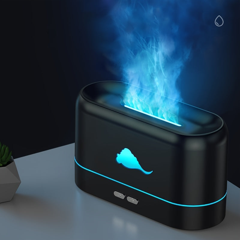 1 difuzor de aer cu flacără portabil și umidificator cu protecție la oprire automată - perfect pentru acasă, birou și yoga - difuzor de aromă silențios pentru uleiuri esențiale (negru/alb)