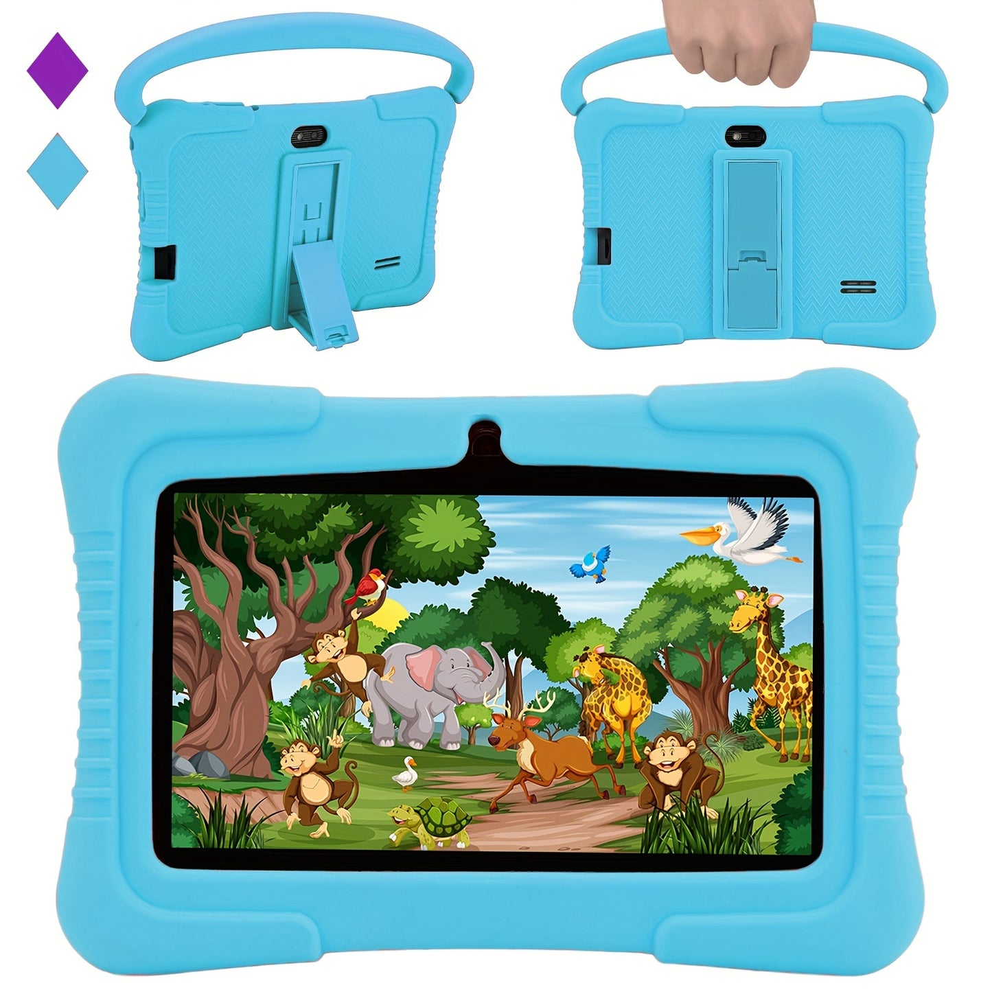Veidoo Kids Tablet, 17.78 cm Android Tablet PC, 1GB RAM 16GB ROM, Safety Eye Protection Screen, WiFi, Dual Camera, Games, Parental Control APP, Tablet With Silicone Case1, As Halloween, Chrismas Gift