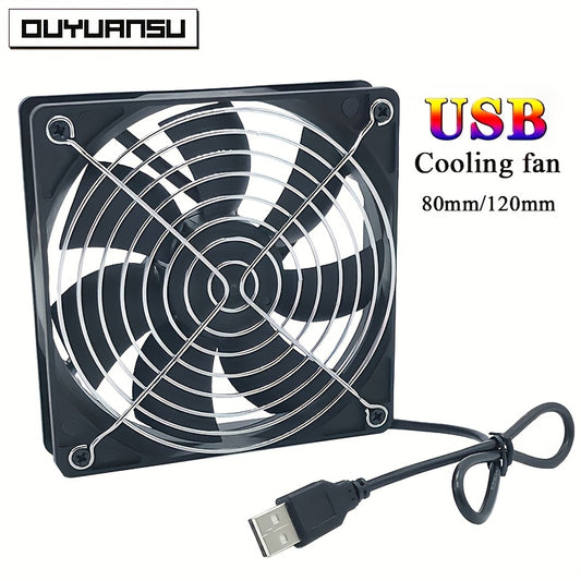 Ventilator de răcire USB pentru carcasă, router, cutie superioară, 12 cm, ventilator de răcire silențios de 8 cm, ventilator de calculator de 5 V