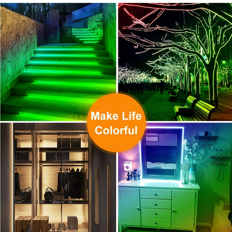 Create A Magical Ambience With 5050 RGB Led Strip Lights - Music Sync Color Changing, Remote Control, Perfect For Home, Garden, Party, And More!