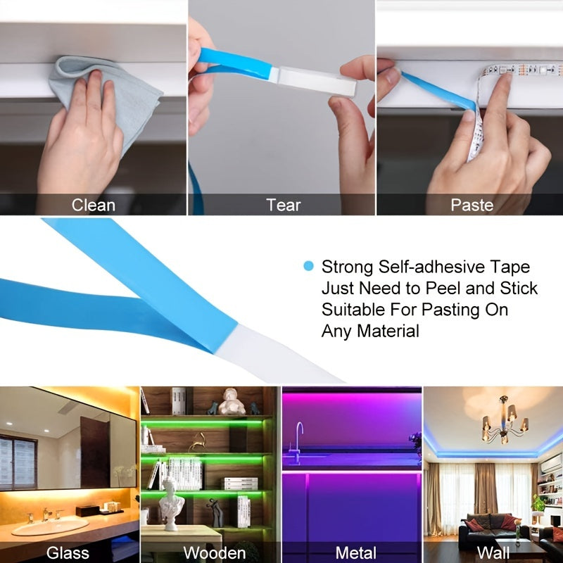 Create A Magical Ambience With 5050 RGB Led Strip Lights - Music Sync Color Changing, Remote Control, Perfect For Home, Garden, Party, And More!