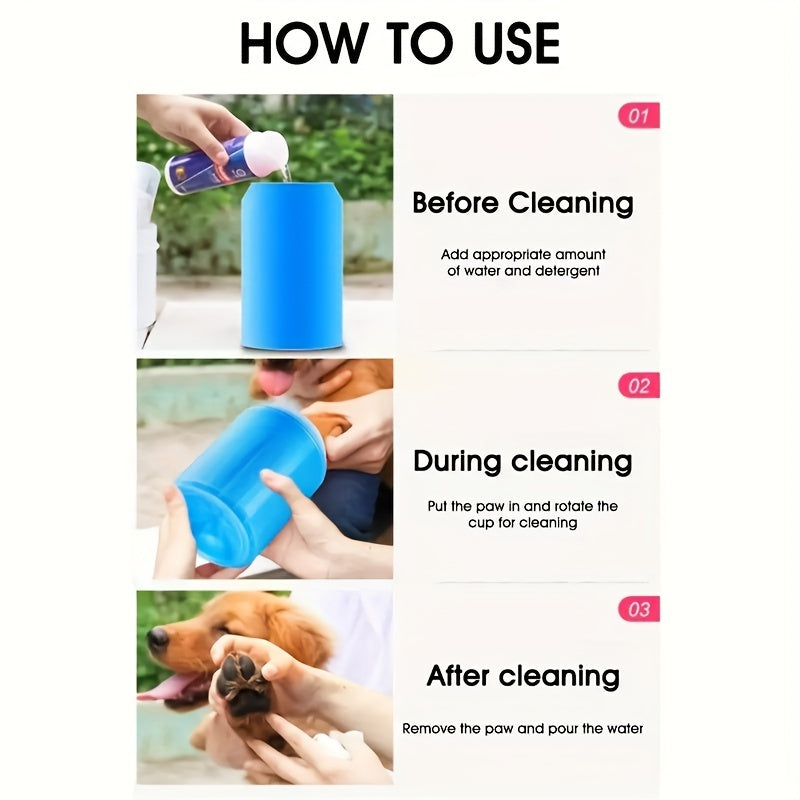 Portable Silicone Pet Paw Cleaner Cup for Dogs & Cats - Soft Bristle Brush, Non-Electric, PP Material, Blue - Ideal for Keeping Your Pet's Paws Clean Indoors, Dog Paw Cleaner
