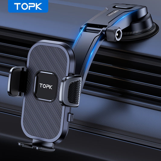 Suport auto pentru telefon TOPK D38-C, suport reglabil orizontal și vertical pentru telefonul mobil, pentru bordul mașinii, compatibil cu toate telefoanele