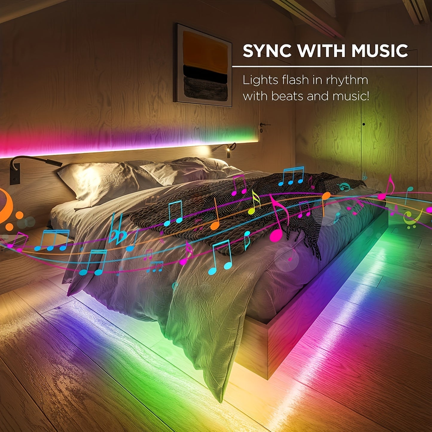 Create A Magical Ambience With 5050 RGB Led Strip Lights - Music Sync Color Changing, Remote Control, Perfect For Home, Garden, Party, And More!