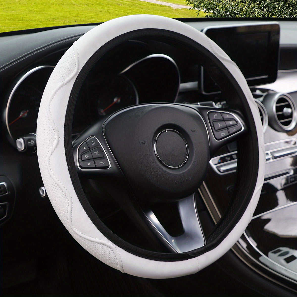 Husă de volan luxoasă din piele PU - Confort 3D, fără inel interior, accesorii auto