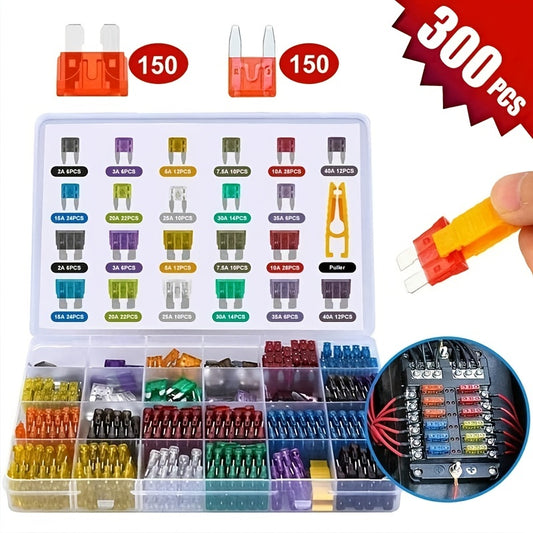 Kit asortiment 300 buc siguranțe auto cu lamă: siguranțe auto 2A-40A pentru camion și motociclete, cu cutie