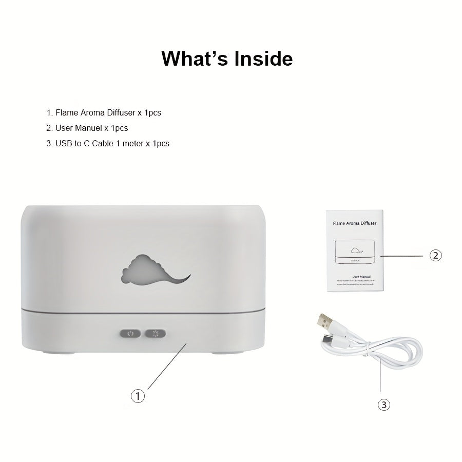 1 difuzor de aer cu flacără portabil și umidificator cu protecție la oprire automată - perfect pentru acasă, birou și yoga - difuzor de aromă silențios pentru uleiuri esențiale (negru/alb)
