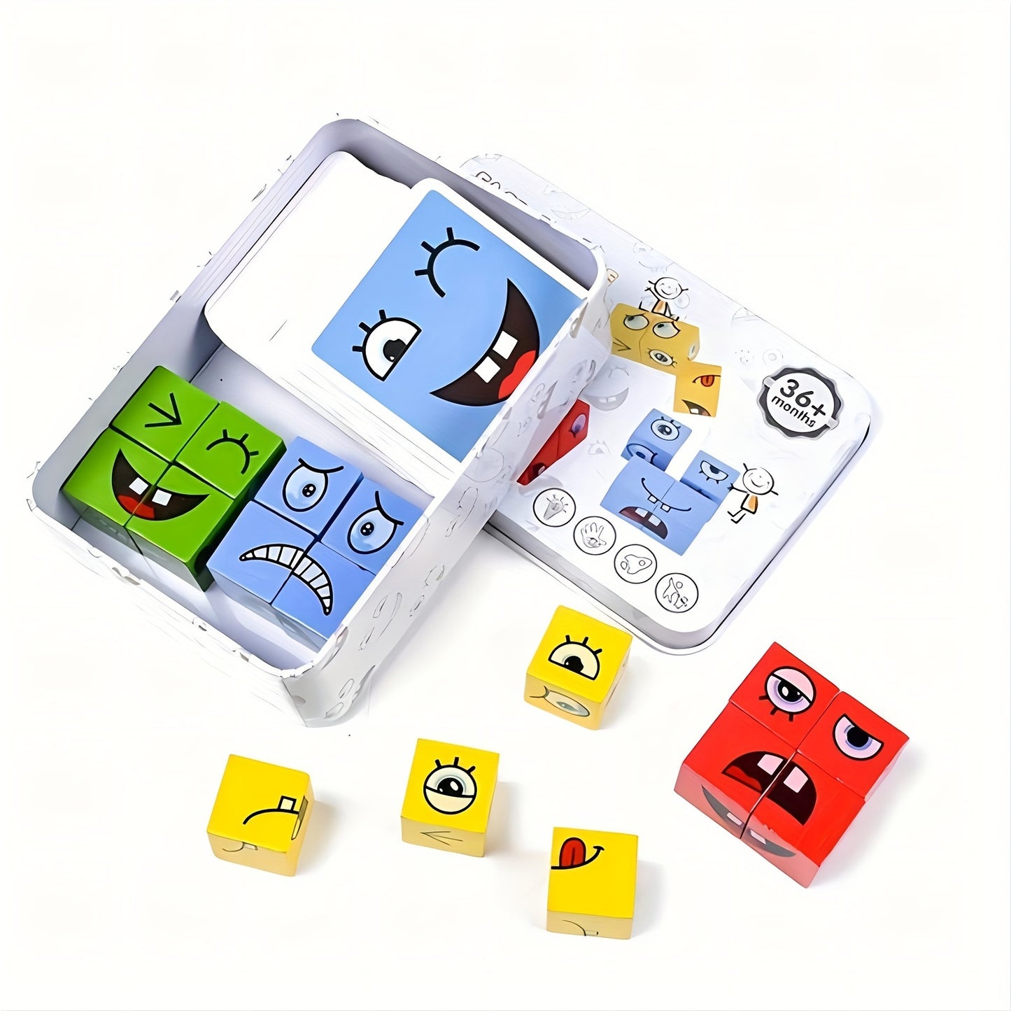 Children's Wooden Four Person Battle, Face Changing Facial Expressions, Magic Cube Building Blocks, Wooden Interactive Games, Parties, Early Childhood Education, Puzzle Toys halloween christmas gift