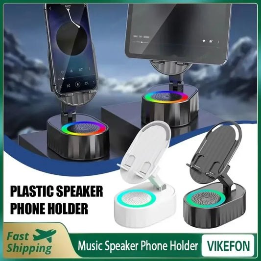 Mobile Cell Phone Stand Holder With Bluetooth Speaker HD Portable Wireless Speaker Adjustable Tablet Desktop Live Lazy Bracket