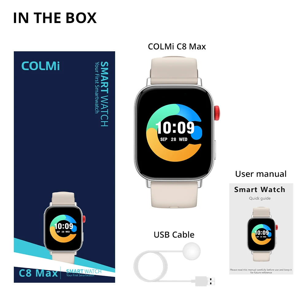Neue COLMI C8 Max Smartwatch mit Sprachanrufen, 1,93 Zoll großes HD-Farbdisplay, Gesundheits- und Fitness-Tracking-Smartwatch für Männer und Frauen