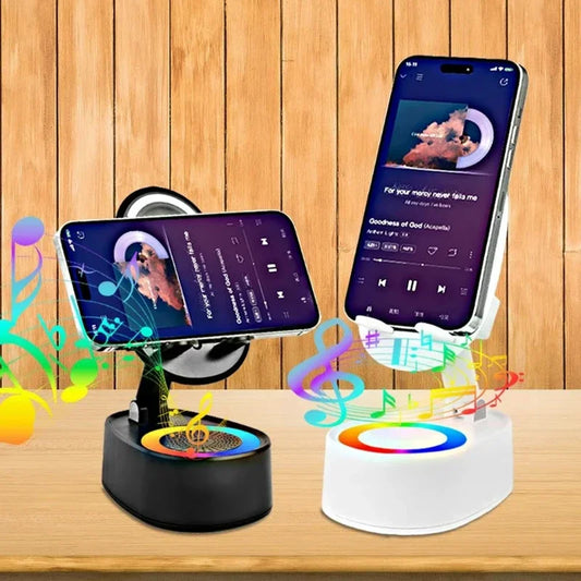 Boxă wireless cu lumină ambientală colorată, rotativă la 360°, reglabilă, pliabilă, cu ridicare și antiderapantă, suport pentru telefon, subwoofer surround HD 5.3
