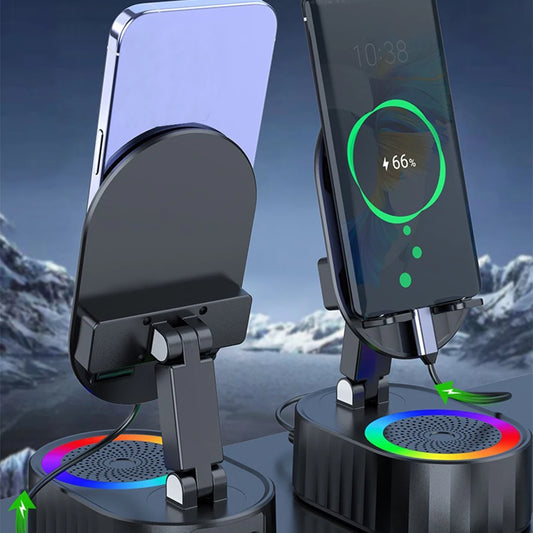 Portable Cell Phone Stand Speaker With Surround Sound Effect Cell Phone Holder Bluetooth Speaker Black