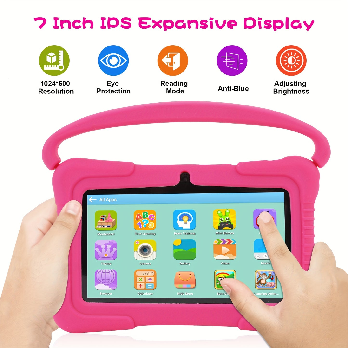 Veidoo Kids Tablet, 17.78 cm Android Tablet PC, 1GB RAM 16GB ROM, Safety Eye Protection Screen, WiFi, Dual Camera, Games, Parental Control APP, Tablet With Silicone Case1, As Halloween, Chrismas Gift