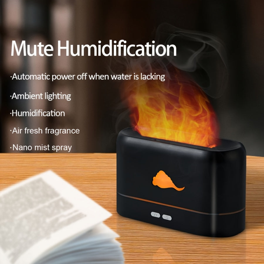 1 difuzor de aer cu flacără portabil și umidificator cu protecție la oprire automată - perfect pentru acasă, birou și yoga - difuzor de aromă silențios pentru uleiuri esențiale (negru/alb)
