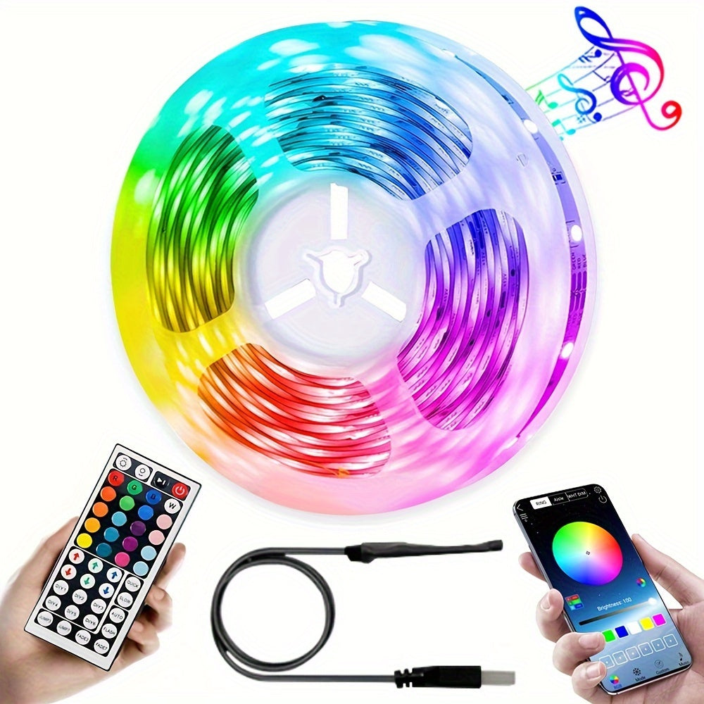 Create A Magical Ambience With 5050 RGB Led Strip Lights - Music Sync Color Changing, Remote Control, Perfect For Home, Garden, Party, And More!