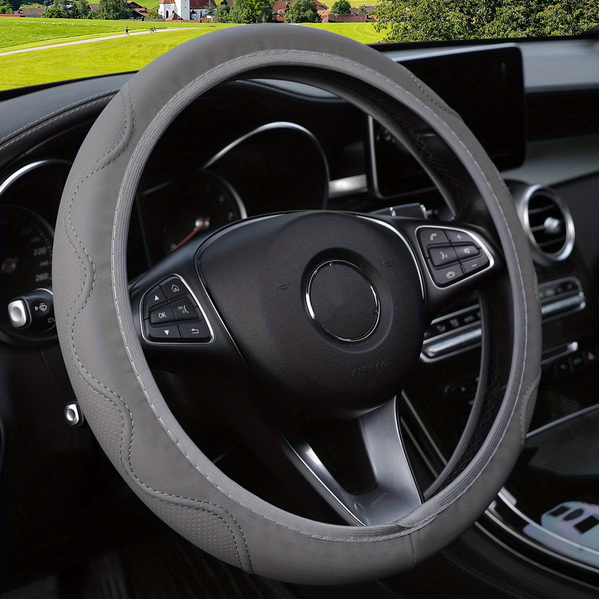 Husă de volan luxoasă din piele PU - Confort 3D, fără inel interior, accesorii auto