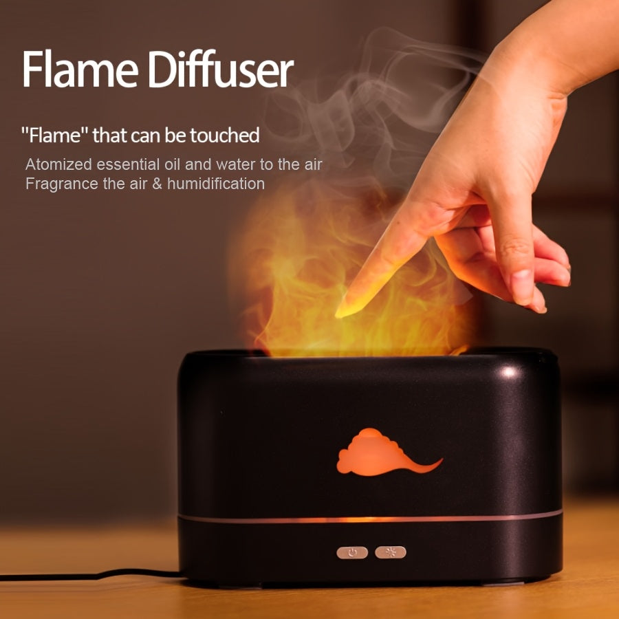 1 difuzor de aer cu flacără portabil și umidificator cu protecție la oprire automată - perfect pentru acasă, birou și yoga - difuzor de aromă silențios pentru uleiuri esențiale (negru/alb)
