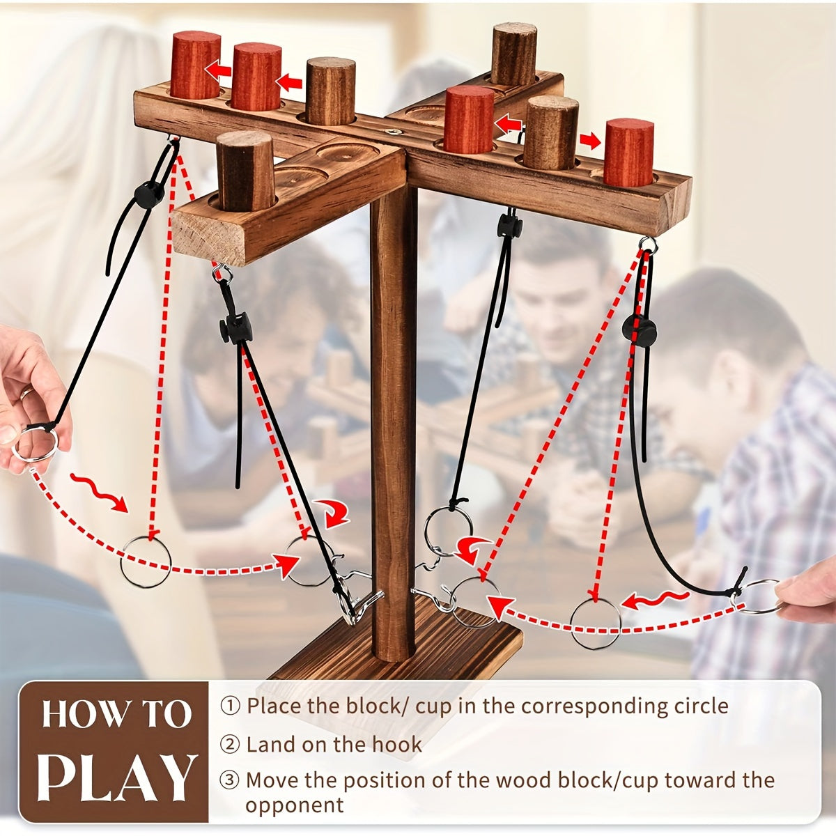 Ring Toss Hook Games (2/4 People), Ring Game With Shot Ladder, Wooden Interactive Game For Home And Party