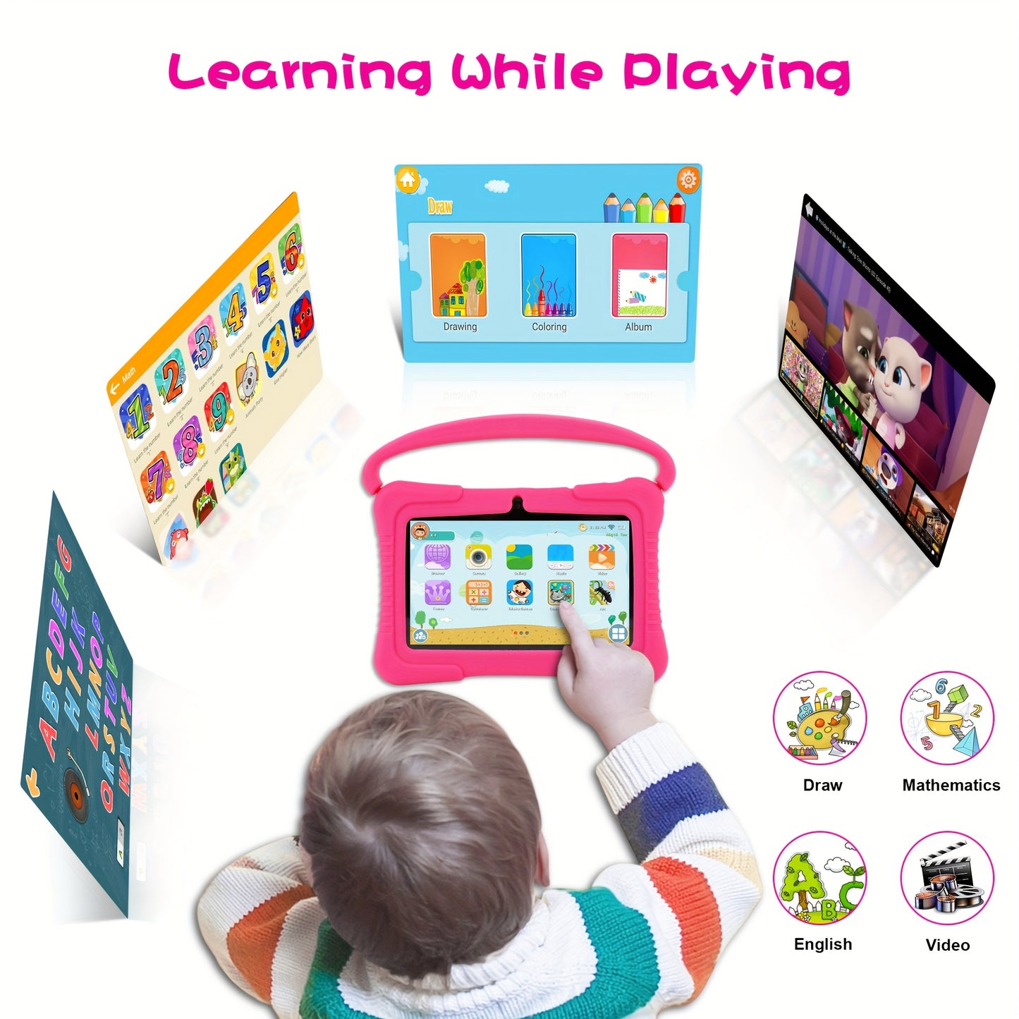 Veidoo Kids Tablet, 17.78 cm Android Tablet PC, 1GB RAM 16GB ROM, Safety Eye Protection Screen, WiFi, Dual Camera, Games, Parental Control APP, Tablet With Silicone Case1, As Halloween, Chrismas Gift