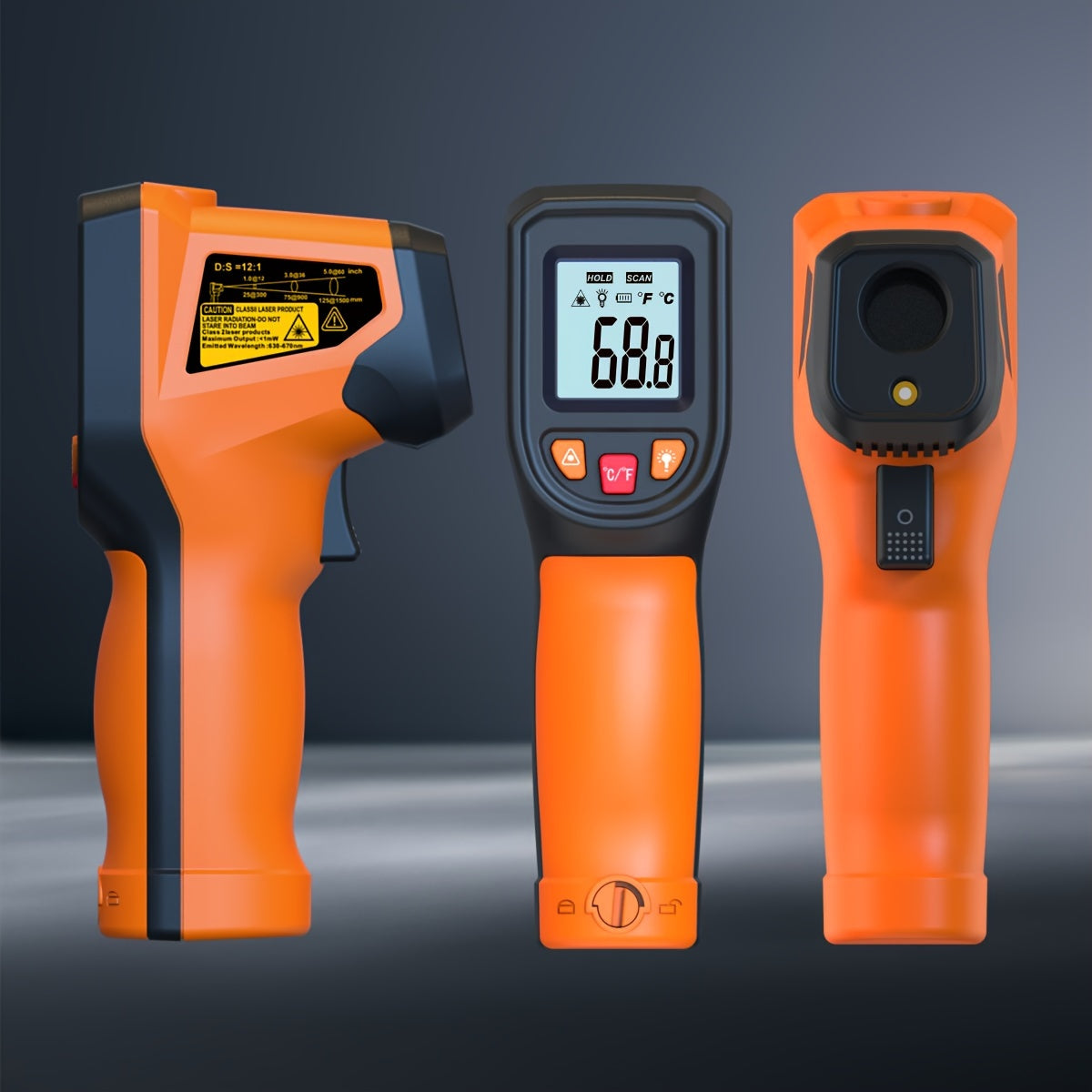 Infrarot-Thermometerpistole, Hand-Wärmetemperaturpistole für Kochtester, Pizzaofen, Grill und Motor – Laser-Oberflächentemperaturanzeige – 58 °F bis 1112 °F – NICHT für Menschen