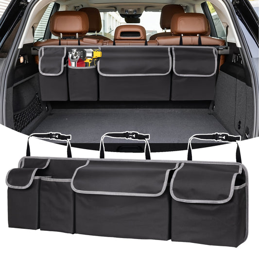 Organizator universal pentru spătarul scaunului auto, material Oxford 600D de mare capacitate cu buzunare multiple, material din fibră de poliester, soluție de depozitare pentru vehicul