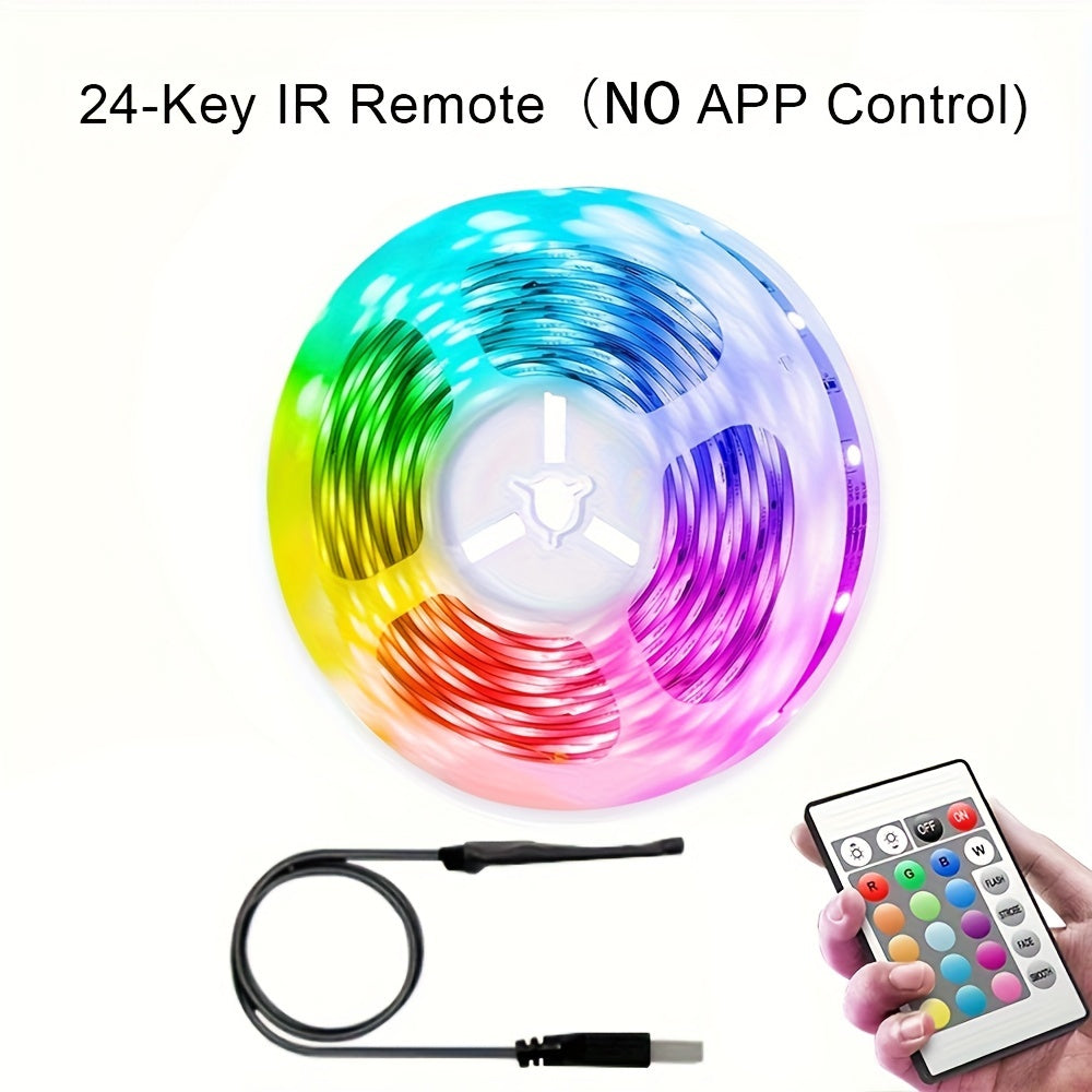 Create A Magical Ambience With 5050 RGB Led Strip Lights - Music Sync Color Changing, Remote Control, Perfect For Home, Garden, Party, And More!