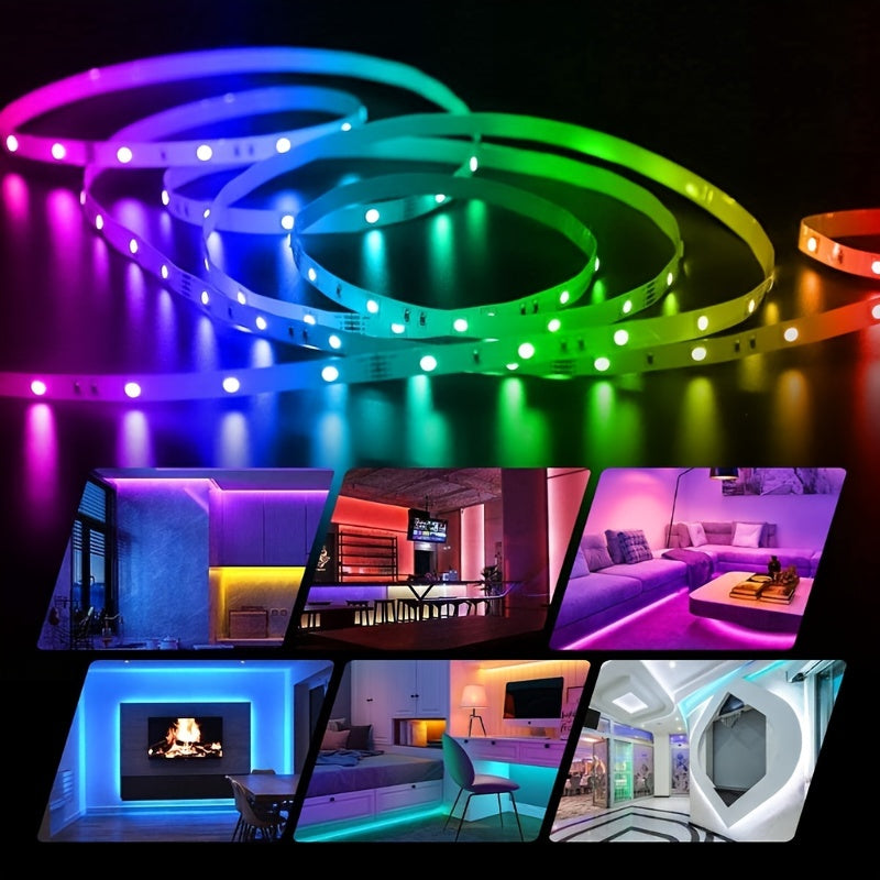 Create A Magical Ambience With 5050 RGB Led Strip Lights - Music Sync Color Changing, Remote Control, Perfect For Home, Garden, Party, And More!