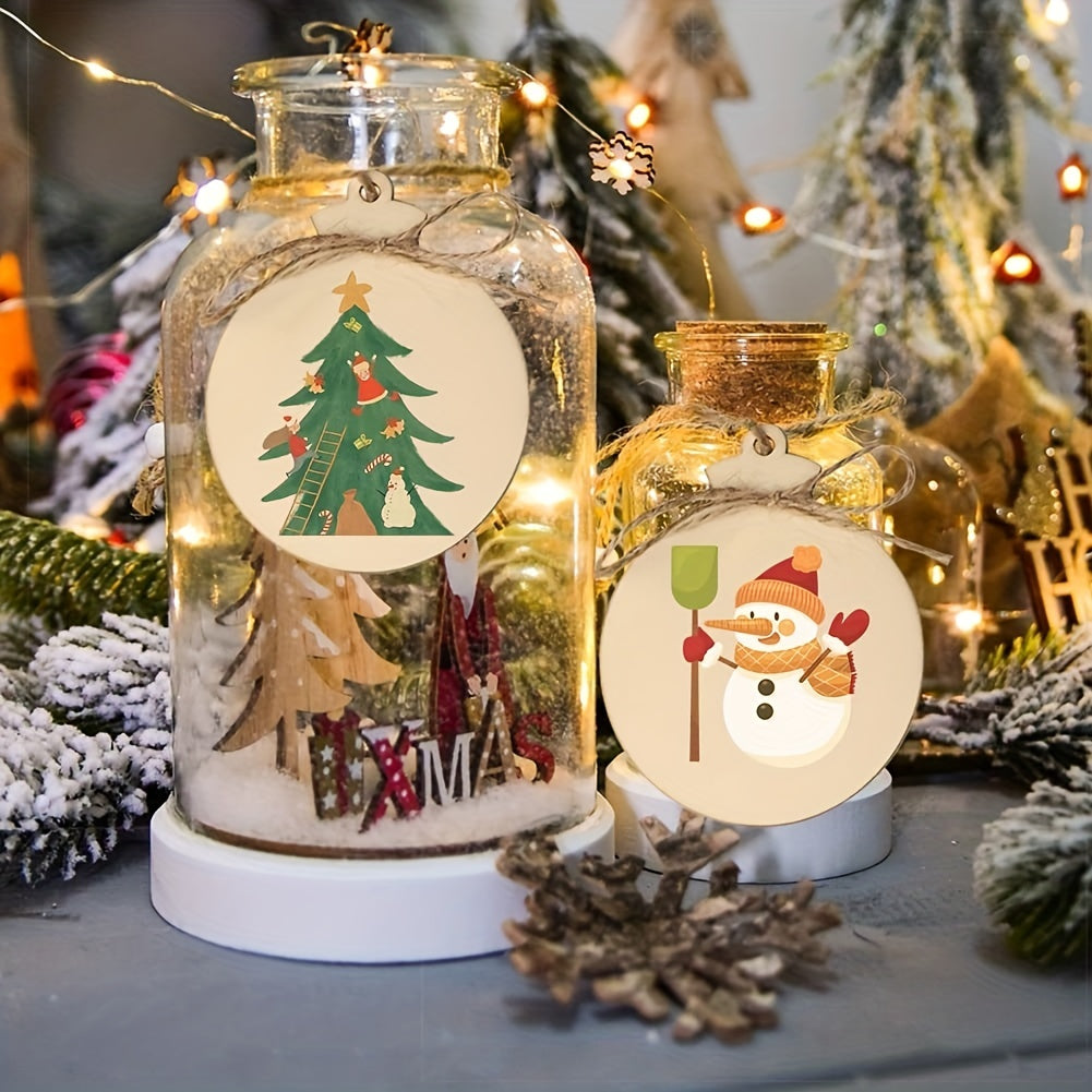 10 buc ornamente rotunde din lemn cu găuri, felii de lemn de 10,92 cm pentru piese centrale de artizanat, ornamente din lemn DIY, jucării agățate, jocuri, pictură DIY, realizare, Crăciun, Halloween, cadou de Ziua Recunoștinței