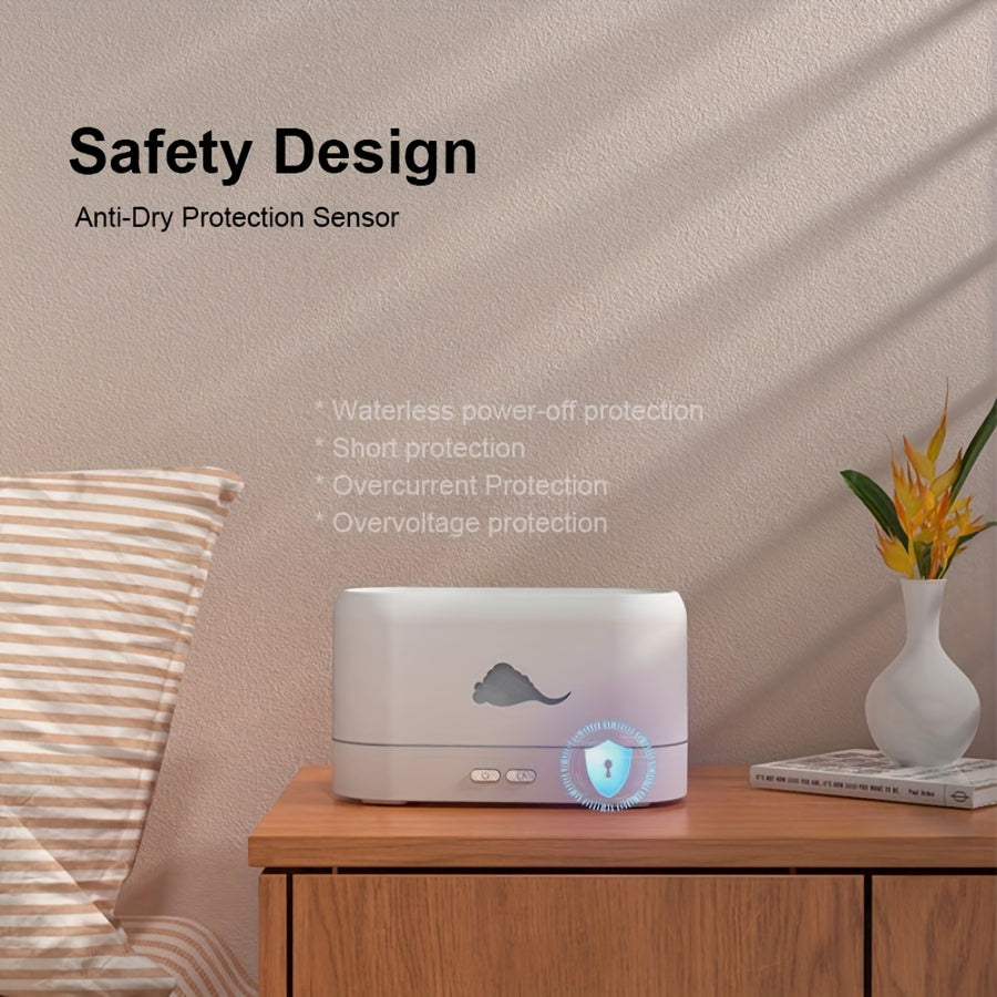 1 difuzor de aer cu flacără portabil și umidificator cu protecție la oprire automată - perfect pentru acasă, birou și yoga - difuzor de aromă silențios pentru uleiuri esențiale (negru/alb)